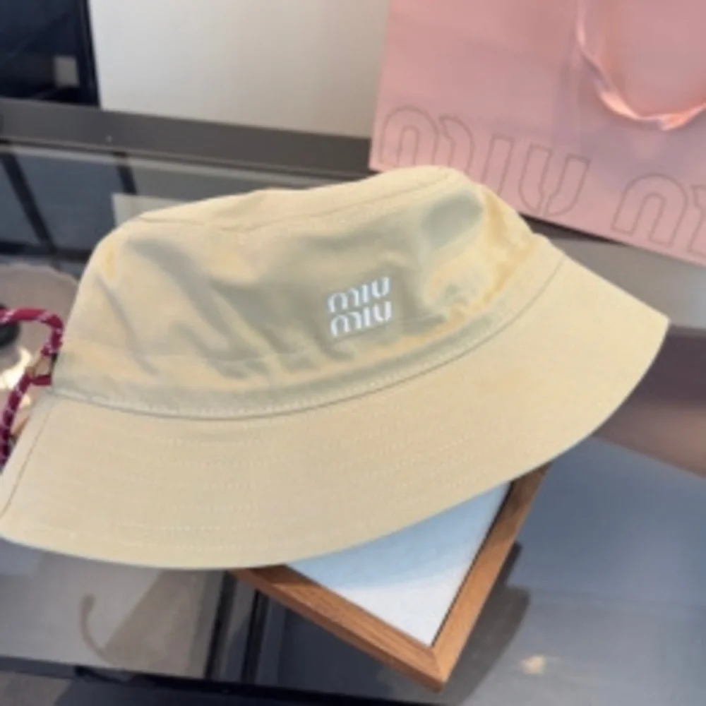☁️ Miu Miu ❀ Beige Bucket Hat ✧ Signature Logo